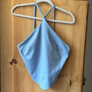 New with Tags Anthropologie Halter Blue Top M